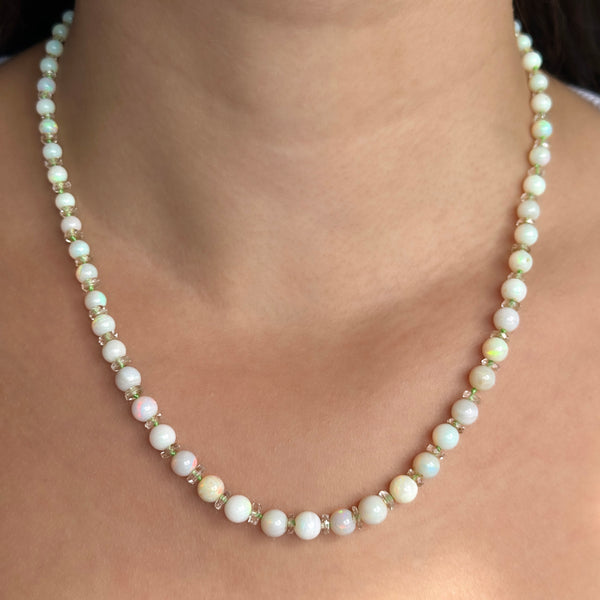 Antique 19" Graduated Opal Bead Necklace
