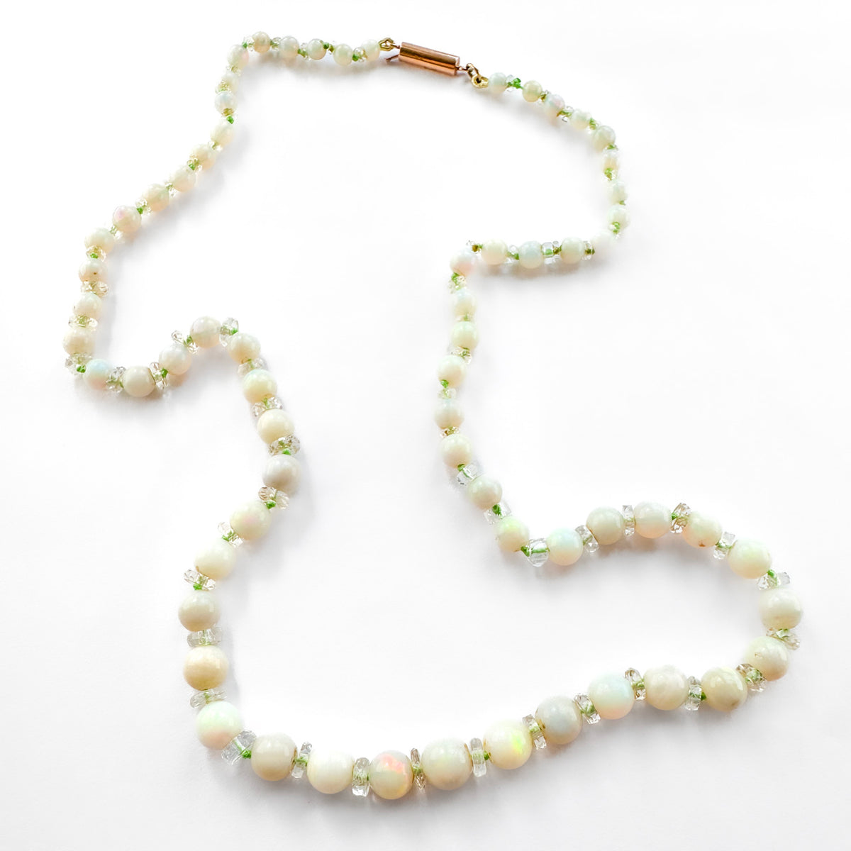 Antique 19" Graduated Opal Bead Necklace