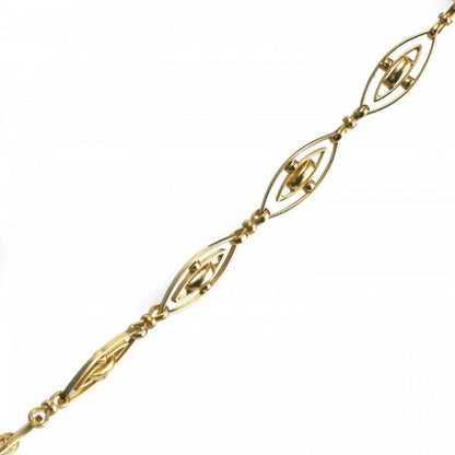 Antique French Gold Long Fancy Link Chain Necklace, Circa 1900
