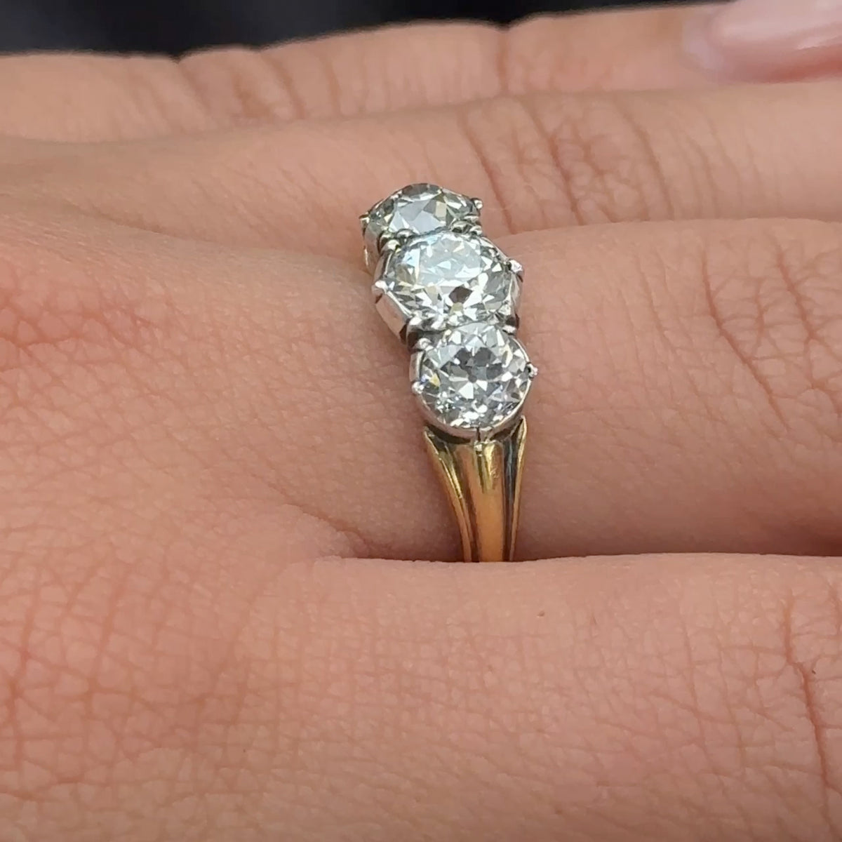 Antique 3 Stone Trilogy Diamond Ring 2.65ct