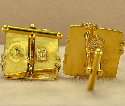 Vintage Percossi Papi Agate Multi Gemstone 18ct Yellow Gold Cufflinks