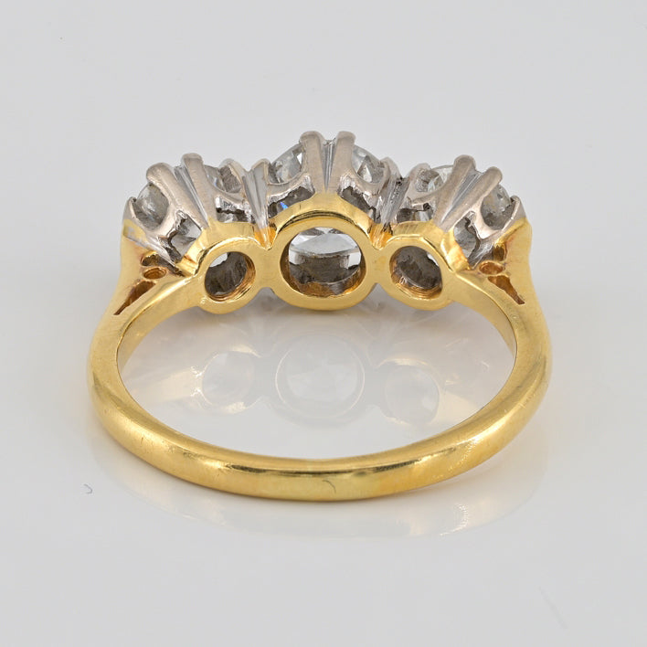 Late Art Deco Diamond Trilogy Engagement Ring, 1.30 carats