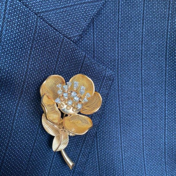Vintage Piaget 18ct Gold and Diamond Flower Ring and Brooch Suite, Circa 1960
