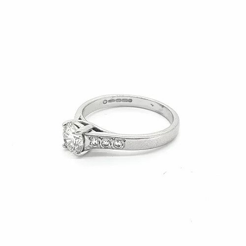 Diamond Solitaire Engagement Ring with Diamond Shoulders, 0.50 carats