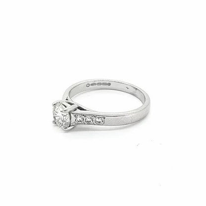 Diamond Solitaire Engagement Ring with Diamond Shoulders, 0.50 carats