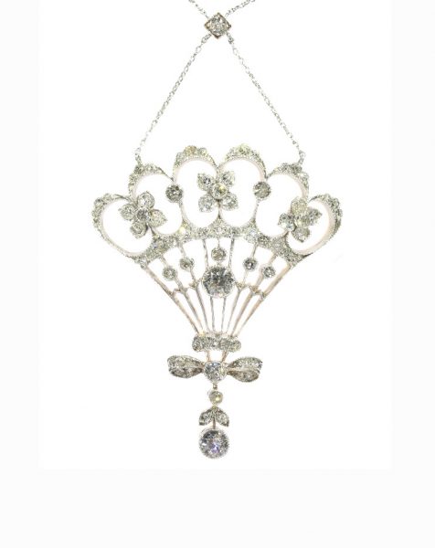 Belle Epoque Old Cut Diamond Pendant, 2.30cts, Silver and Gold, c.1900