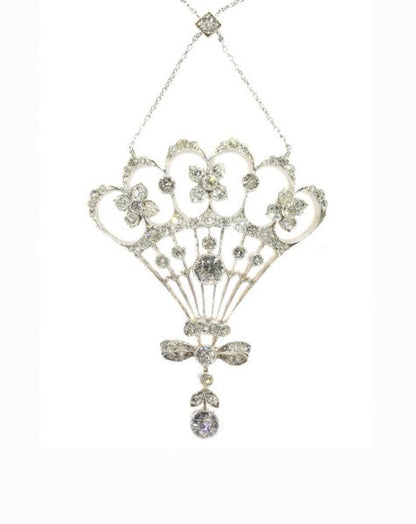 Belle Epoque Old Cut Diamond Pendant, 2.30cts, Silver and Gold, c.1900