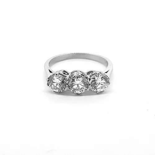 Three Stone Diamond Ring in Platinum, 1.63 carat total