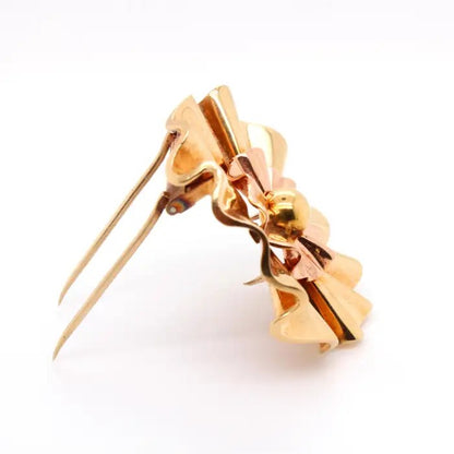 Mauboussin 1940s Retro Gold Brooch and Earrings Suite, Reflections by Trabert & Hoeffer for Mauboussin