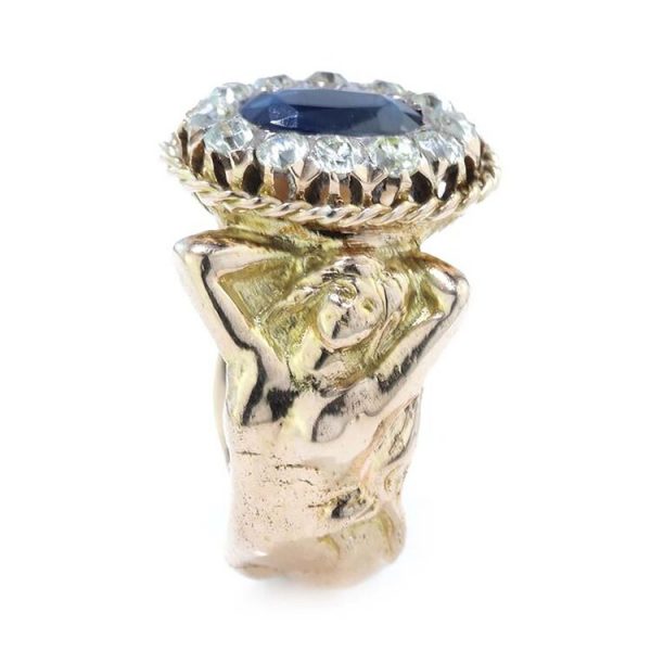 Antique Sapphire and Diamond Cluster Dress Ring