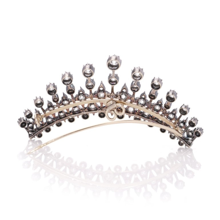 Victorian Antique 4.56ct Old Cut Diamond Tiara Brooch