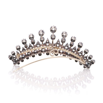 Victorian Antique 4.56ct Old Cut Diamond Tiara Brooch