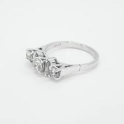 Brilliant and Baguette Cut Diamond Five Stone Ring, 0.75 carats, in 18ct white gold
