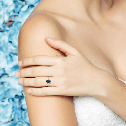 1.17ct Oval Blue Sapphire Solitaire Engagement Ring in Yellow Gold