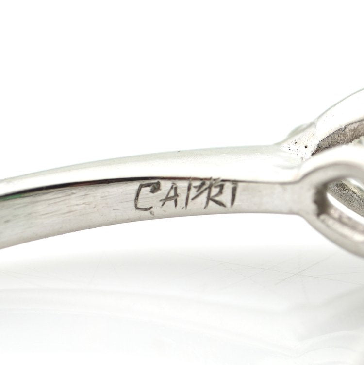 Vintage Chantecler Emerald and Pear Cut Diamond Ring in 18ct White Gold