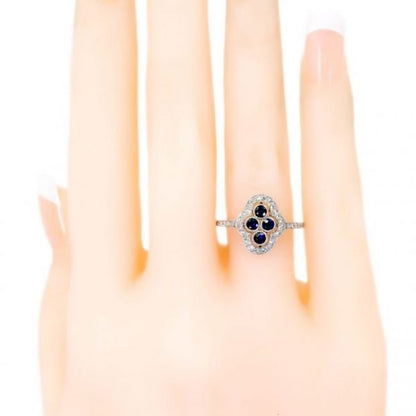 Vintage Sapphire, Diamond and Platinum Plaque Ring, 0.80 carats