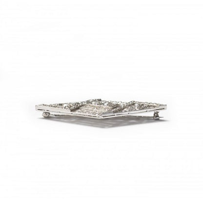 Art Deco Old Cut Diamond and Platinum Brooch, 4.50 carats