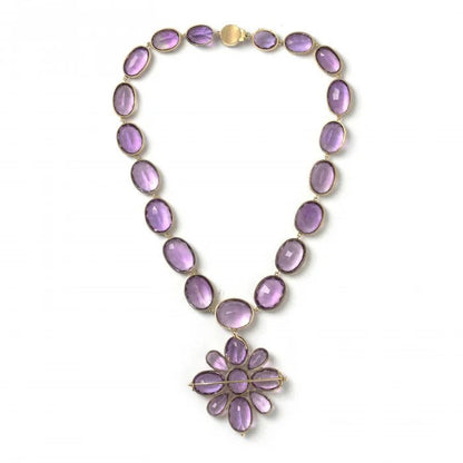 Antique Victorian Amethyst Riviere Necklace and Cross Pendant