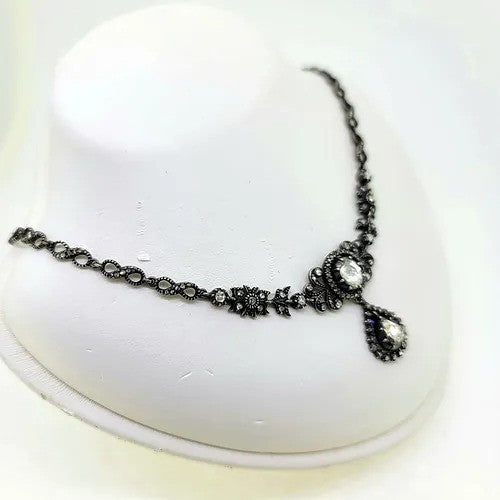 Victorian Antique Rose Cut Diamond Cluster Necklace