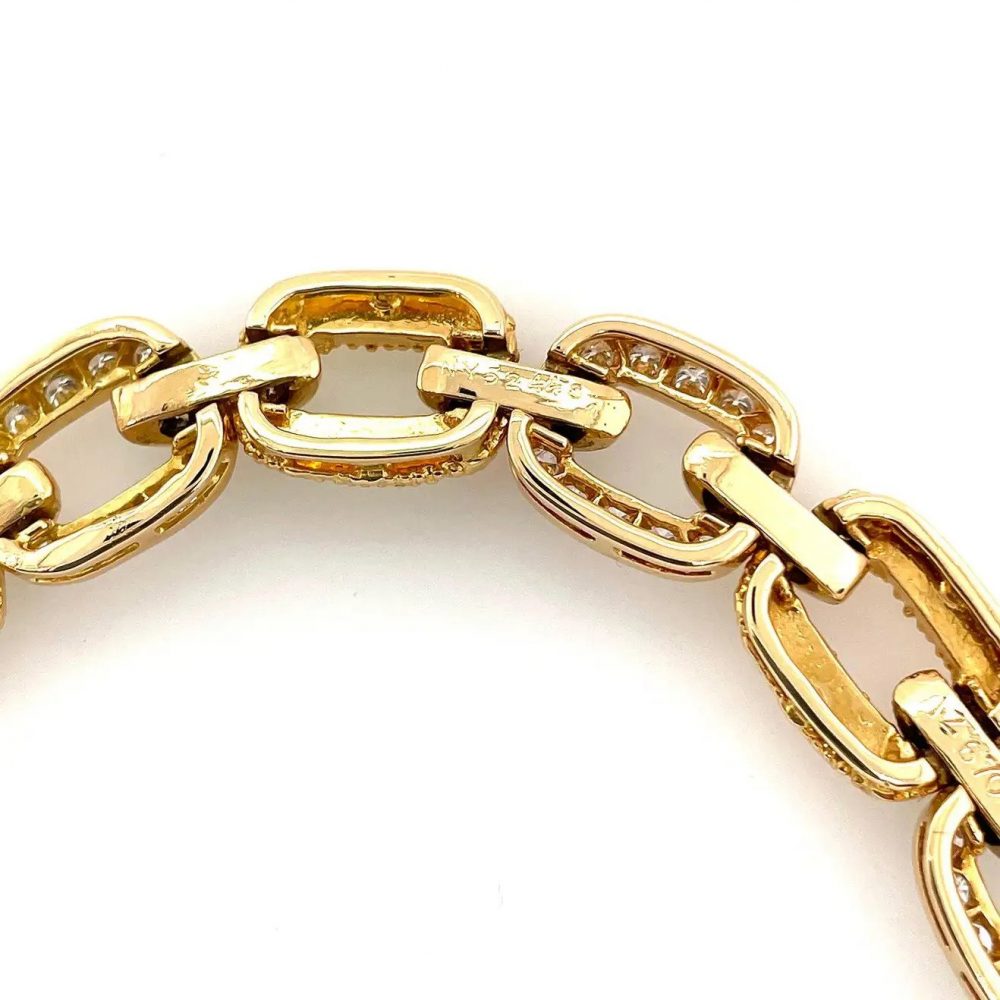 Van Cleef Arpels Diamond and Textured Gold Link Bracelet