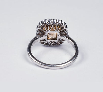 Asscher Cut Fancy Diamond Cluster Ring, 2.76 carats