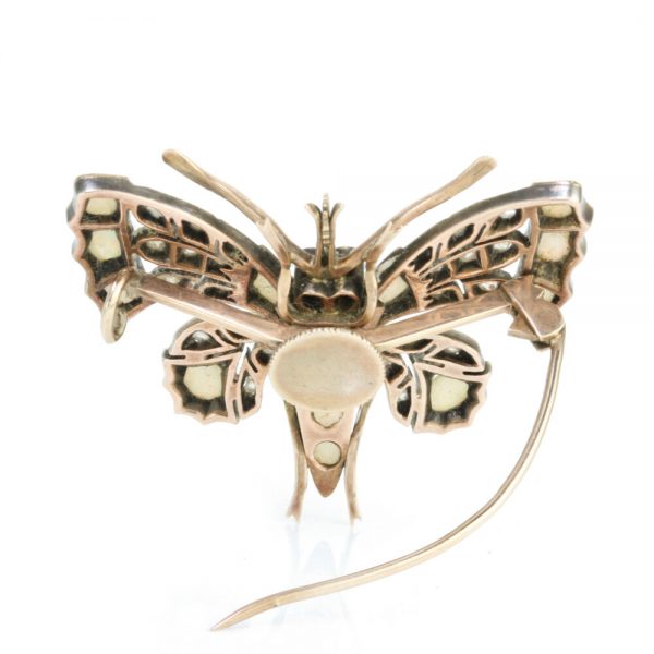 Antique Victorian Butterfly Brooch with Opals, Rubies and Diamonds
