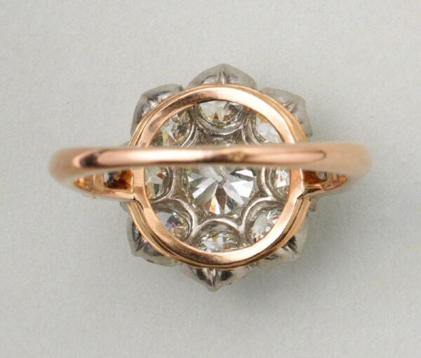 Antique Edwardian Old Cut Diamond Floral Cluster Ring, 2.75 carats