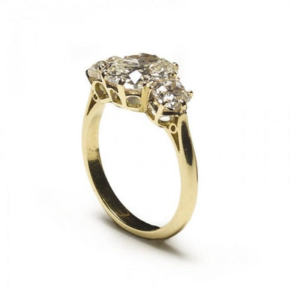 3.13ct Cushion Cut Diamond Three Stone Ring, with GIA Certificate