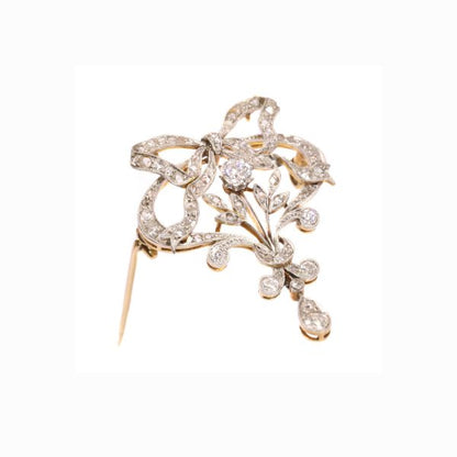 Belle Epoque Old Cut Diamond Brooch, 1.05cts, Platinum and 18ct Gold