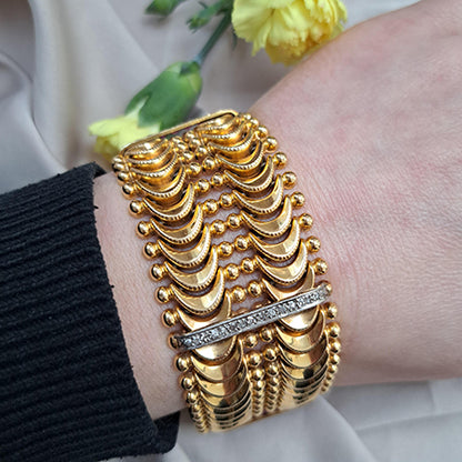 Antique 18ct Gold Fancy Link Bracelet with Diamonds and Rubies