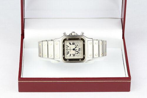 Cartier Santos Galbee Chronograph 29mm Chronoflex Steel and Gold