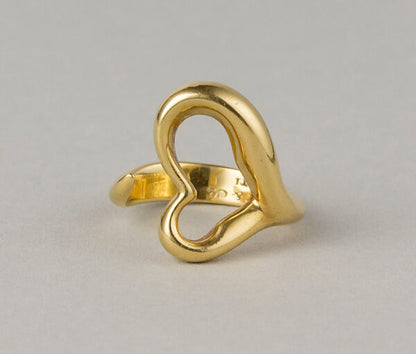 Tiffany and Co 18ct Gold Heart Ring by Elsa Peretti; open 18ct yellow gold heart shaped ring signed by Elsa Peretti for Tiffany & Co