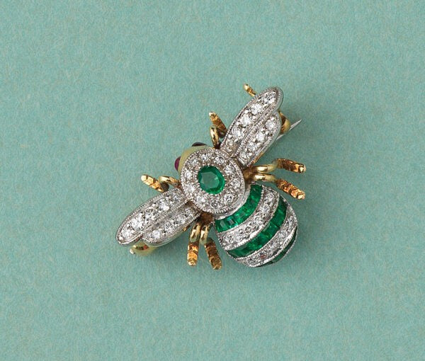 Emerald and Diamond Set Bee Brooch