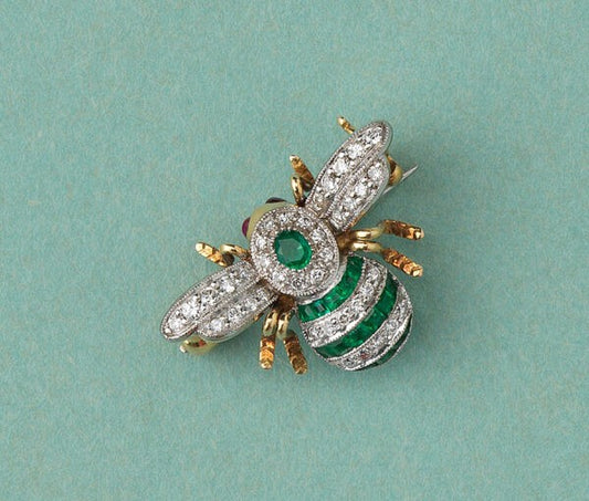 Emerald and Diamond Set Bee Brooch