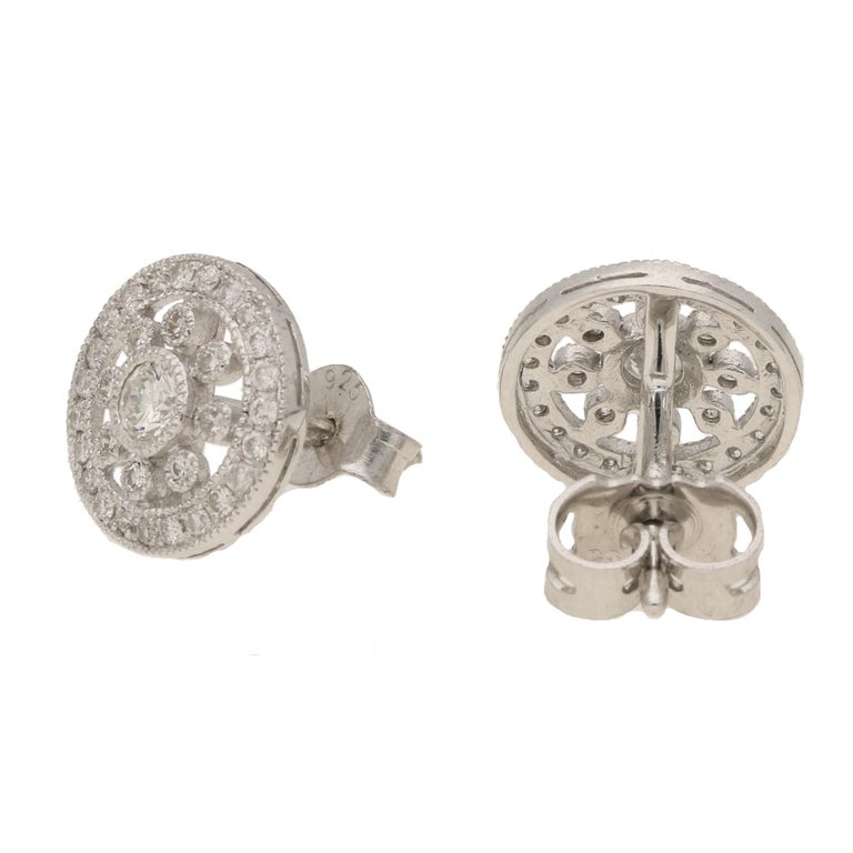 Openwork Diamond Circlet Cluster Earrings in 18ct White Gold