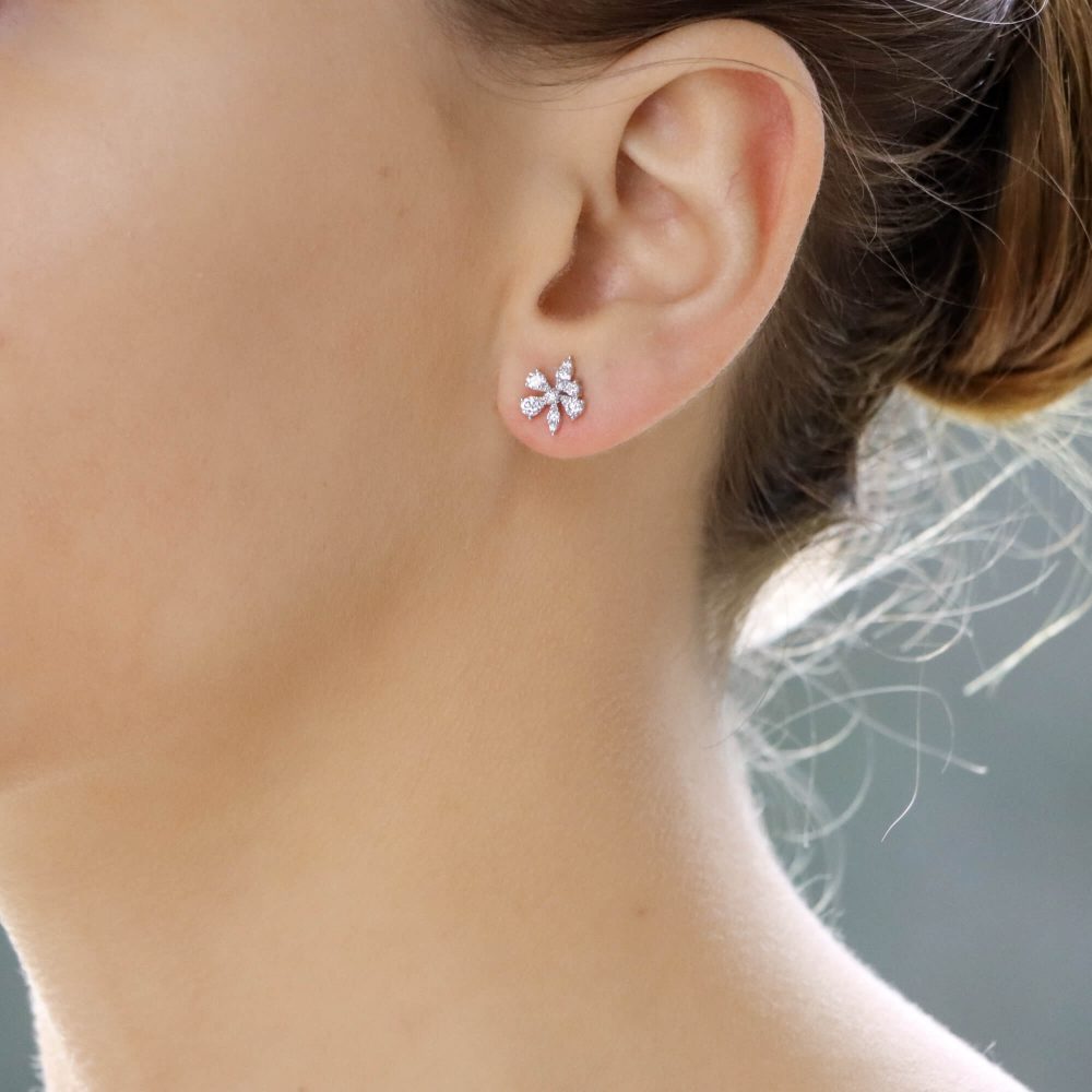 0.57ct Diamond Flower Cluster Stud Earrings in 18ct white gold