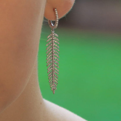Articulated Feather 1.10ct Diamond Drop Earrings in 18ct White Gold