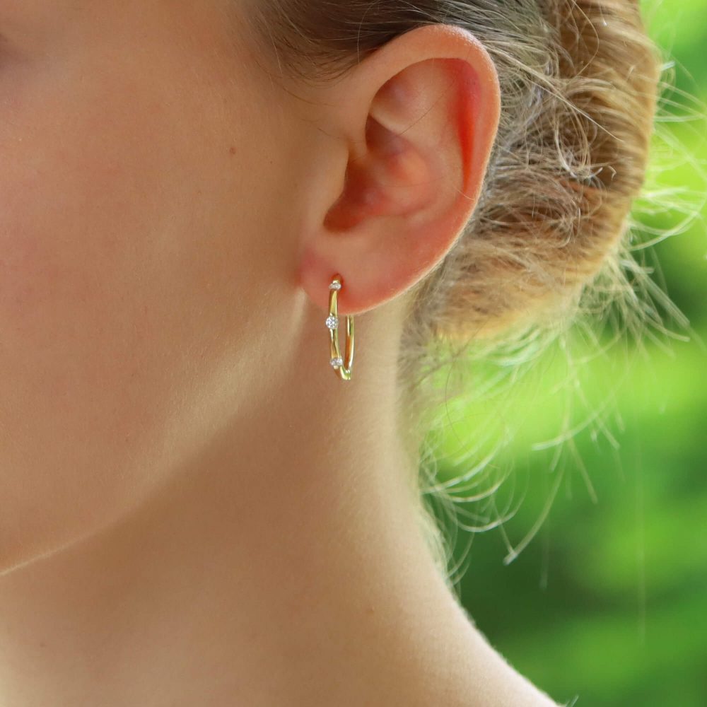 18ct Yellow Gold Hoop Earrings with Diamonds