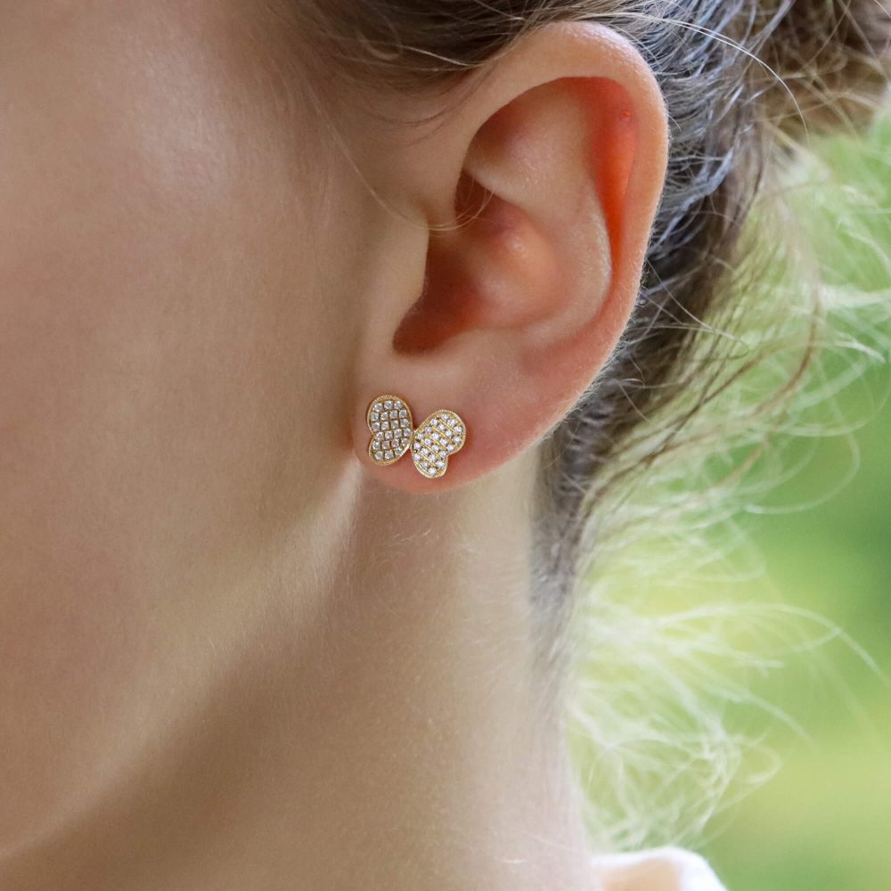 0.33ct Diamond Butterfly Stud Earrings in 18ct Yellow Gold