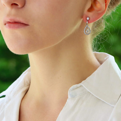 Pear Cut Diamond Cluster Garland Drop Earrings, 1.52 carat total