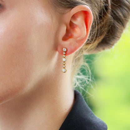 Modern Rubover 1ct Diamond Drop Earrings in 18ct Yellow Gold