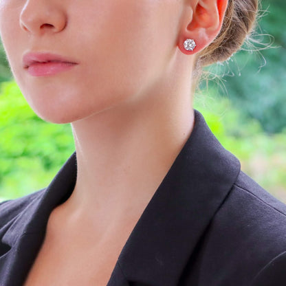 GIA Certified Single Stone 4.44ct Diamond Solitaire Stud Earrings in Platinum with GIA Certificates