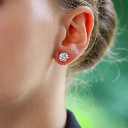 GIA Certified Single Stone 4.44ct Diamond Solitaire Stud Earrings in Platinum with GIA Certificates