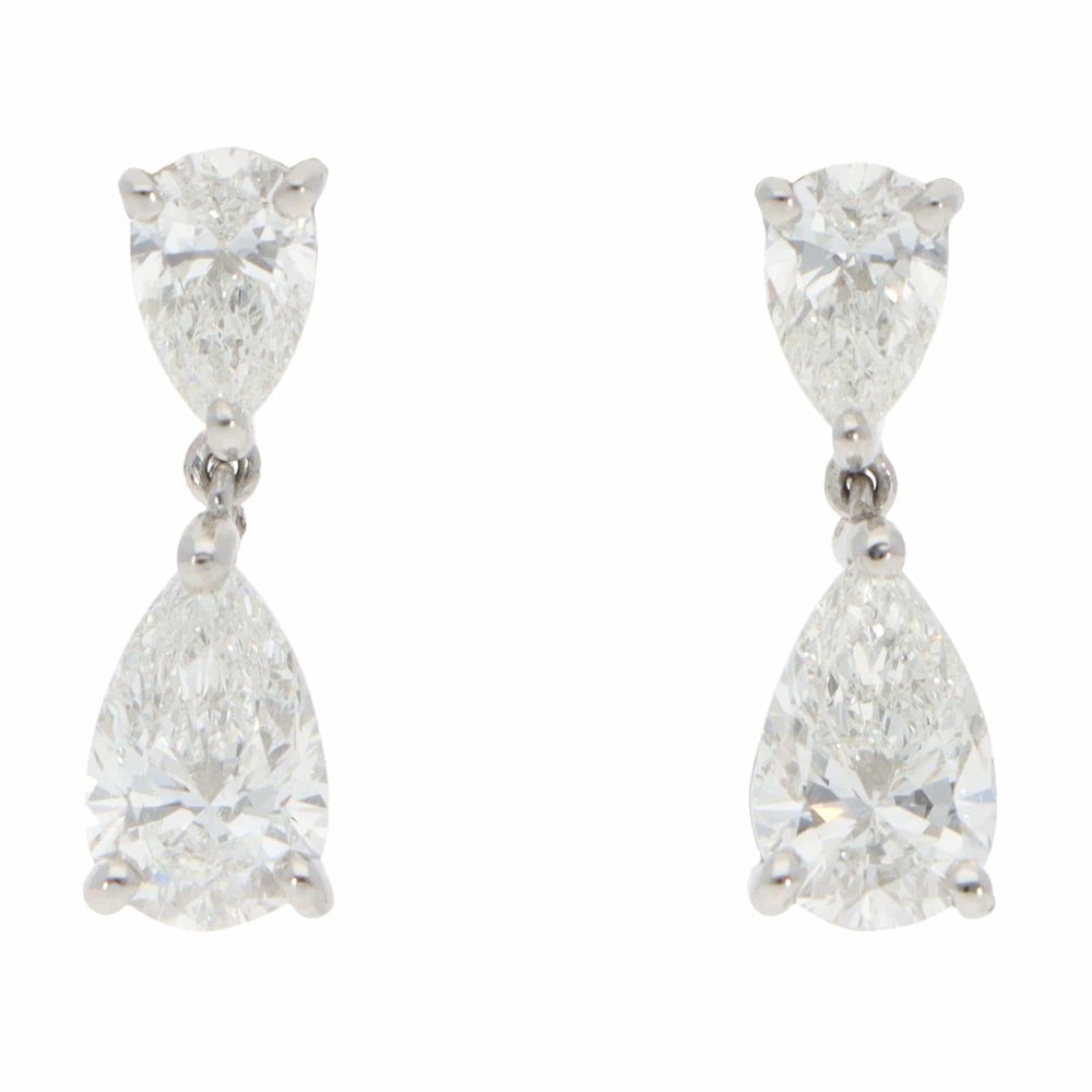 Contemporary Diamond Drop Earrings In Platinum