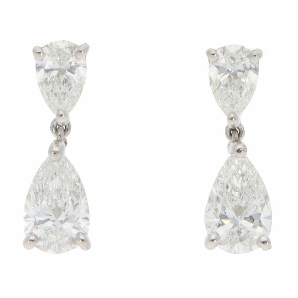 Contemporary Diamond Drop Earrings In Platinum