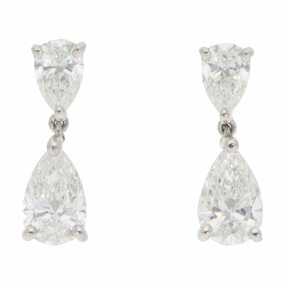 Contemporary Diamond Drop Earrings In Platinum