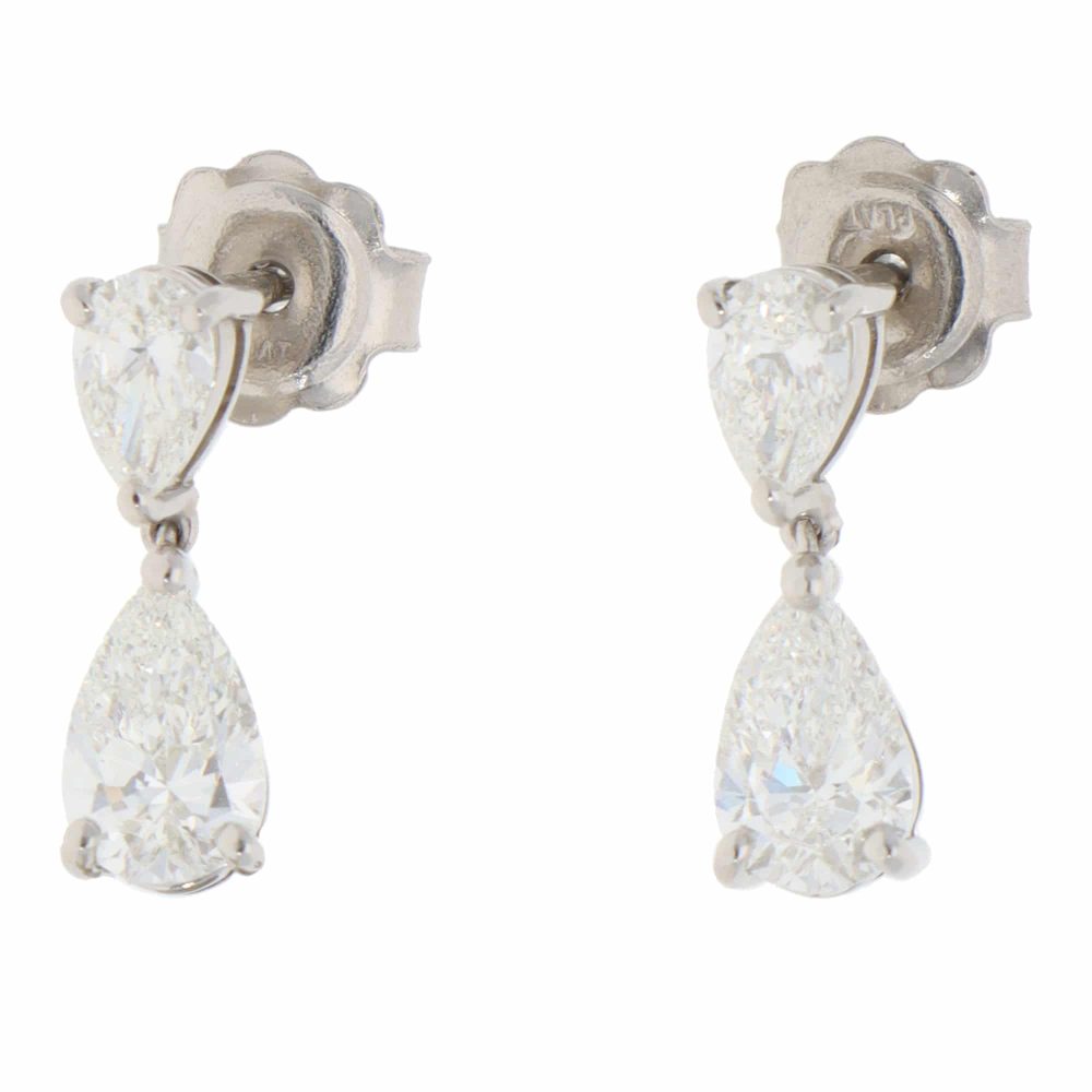 Contemporary Diamond Drop Earrings In Platinum