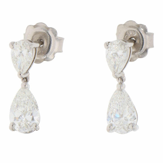 Contemporary Diamond Drop Earrings In Platinum