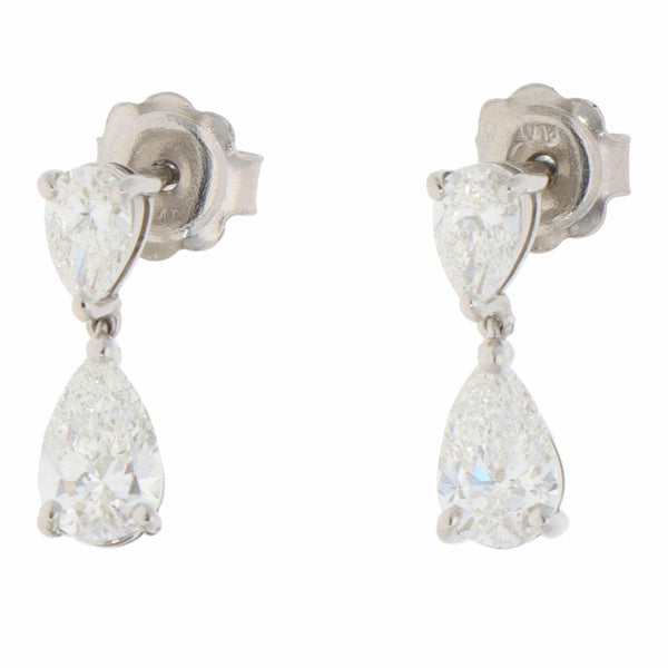 Contemporary Diamond Drop Earrings In Platinum