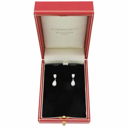 Contemporary Diamond Drop Earrings In Platinum